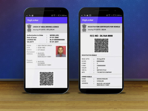 Access driving licenses and registration certificates through mobile App