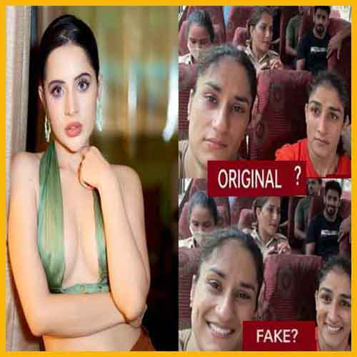 Uorfi Javed reacts on the morphed pic of wrestlers