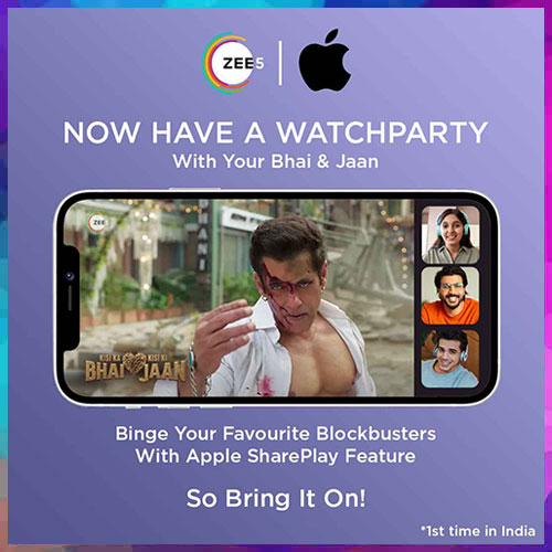 ZEE5 introduces ‘SharePlay’ to enhance collective viewing experiences with the OTT premier of Salman Khan-starrer blockbuster Kisi Ka Bhai Kisi Ki Jaan!
