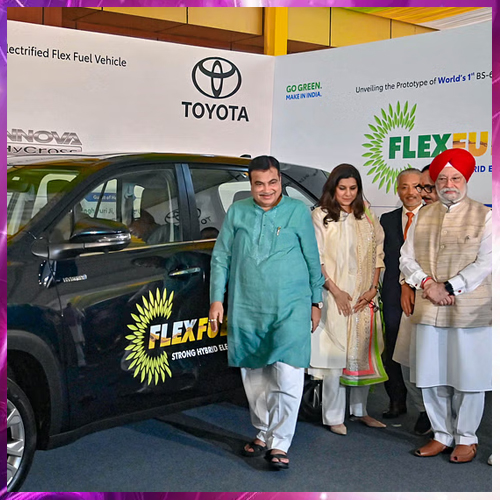 Flex-Fuel Toyota Innova Hycross Strong-Hybrid Prototype Unveiled by Nitin Gadkari